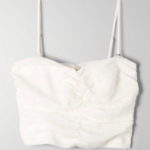 Aritzia Wilfred 100% Linen White Crop Top
